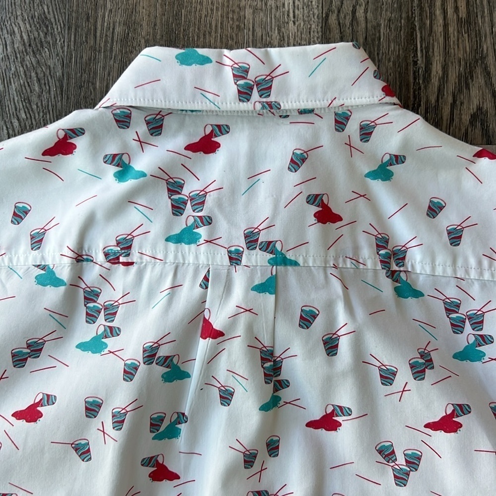Original Penguin Shirt White Cotton Slurpee Short Sleeve Button Up Size Medium - Picture 12 of 13